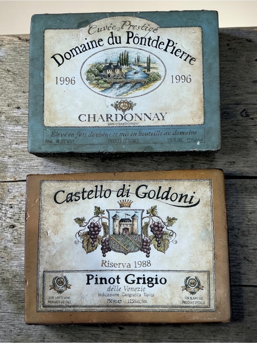 Vintage Wine Label Art Set of Two
